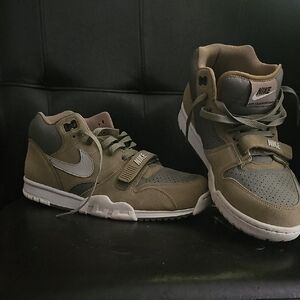 Nike Men's Khaki and Charcoal Sneakers.
